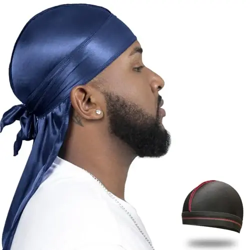 ForceWave Silky Durag erkaklar uchun Wave Cap Satin Dorag erkaklar ayollar 360 Wave 
