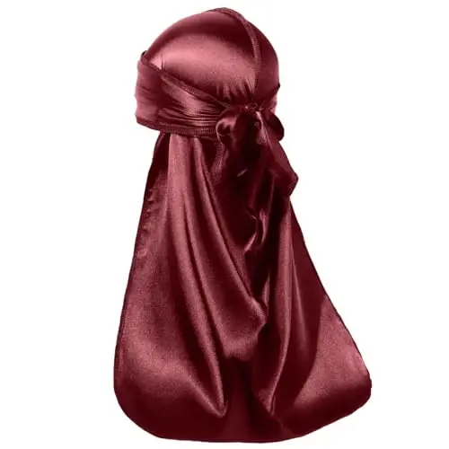 ForceWave Silky Durag for Men Wave Cap Satin Dorag for 360 Wave | 1 Durag 1 Wave Cap, Long Tails, Breathable Fabric, Smooth Texture, Unisex Fit, for Workouts, Cycling, and Sleeping Cap - 4