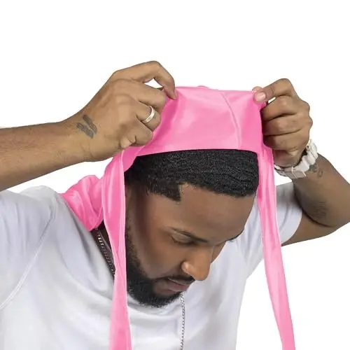 ForceWave Silky Durag for Men Wave Cap Satin Dorag for 360 Wave | 1 Durag 1 Wave Cap, Long Tails, Breathable Fabric, Smooth Texture, Unisex Fit, for Workouts, Cycling, and Sleeping Cap - 3