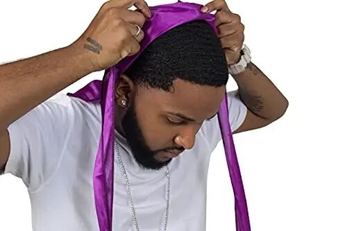 ForceWave Silky Durag for Men Wave Cap Satin Dorag for 360 Wave | 1 Durag 1 Wave Cap, Long Tails, Breathable Fabric, Smooth Texture, Unisex Fit, for Workouts, Cycling, and Sleeping Cap - ForceWave (1)