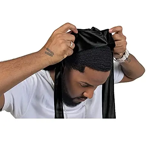 ForceWave Silky Durag for Men Wave Cap Satin Dorag for 360 Wave | 1 Durag 1 Wave Cap, Long Tails, Breathable Fabric, Smooth Texture, Unisex Fit, for Workouts, Cycling, and Sleeping Cap - 2