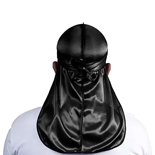 ForceWave Silky Durag for Men Wave Cap Satin Dorag for 360 Wave | 1 Durag 1 Wave Cap, Long Tails, Breathable Fabric, Smooth Texture, Unisex Fit, for Workouts, Cycling, and Sleeping Cap - 3