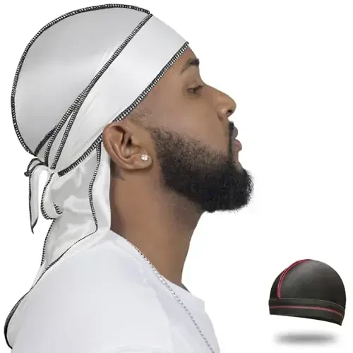 ForceWave Silky Durag for Men Wave Cap Satin Dorag for Men Women 360 Wave - FORCEWAVE