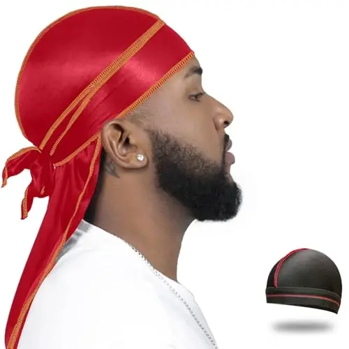 ForceWave Silky Durag for Men Wave Cap Satin Dorag for Men Women 360 Wave - 1
