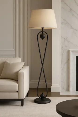 Forever Modern Black Body Cream Shade Decorative Floor Lamp-Cream 