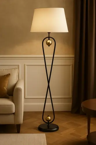 Forever Siyah Gövde Gold Detaylı Modern Lambader-Siyah - VINNER (1)