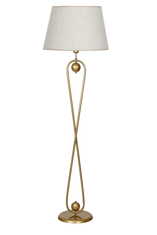 Forever Statik Eskitme Mat Gold Metal Lambader-Ekru - 1