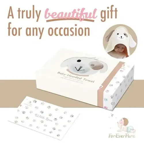 FOREVERPURE Baby Towels with Hood - Soft, Absorbent Viscose Made of Bamboo, Extra Large 35 x 35 Inches, for Newborns, Infants, Boys and Girls, Cream - 4