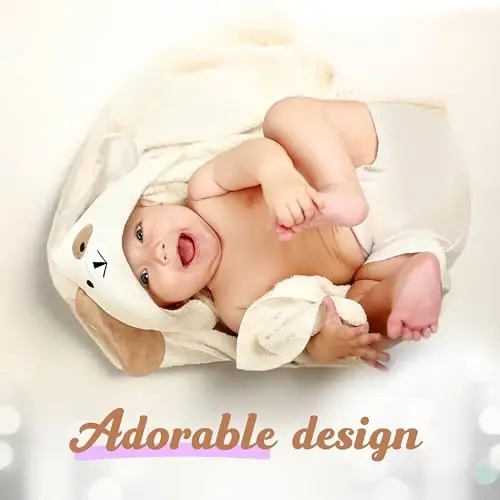 FOREVERPURE Baby Towels with Hood - Soft, Absorbent Viscose Made of Bamboo, Extra Large 35 x 35 Inches, for Newborns, Infants, Boys and Girls, Cream - FOREVERPURE (1)