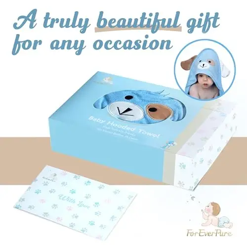 FOREVERPURE Baby Towels with Hood - Soft, Absorbent Viscose Made of Bamboo, Extra Large 35 x 35 Inches, for Newborns, Infants, Boys and Girls, Blue - 2