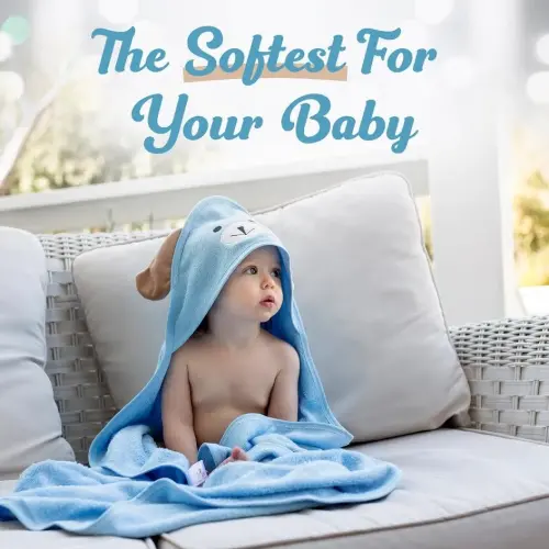 FOREVERPURE Baby Towels with Hood - Soft, Absorbent Viscose Made of Bamboo, Extra Large 35 x 35 Inches, for Newborns, Infants, Boys and Girls, Blue - 6