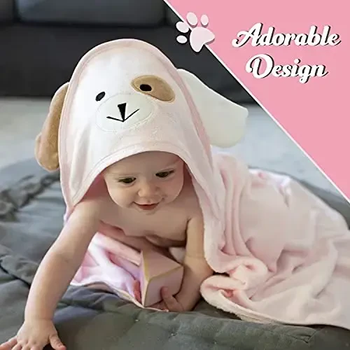 FOREVERPURE Kapüşonlu bebek sochiqlari - Bambukdan tayyorlangan yumshoq, absorbent viskoza, juda katta 35 x 35 dyuym, yangi tug'ilgan chaqaloqlar, go'daklar, o'g'il va qiz bolalar uchun, pushti - 6