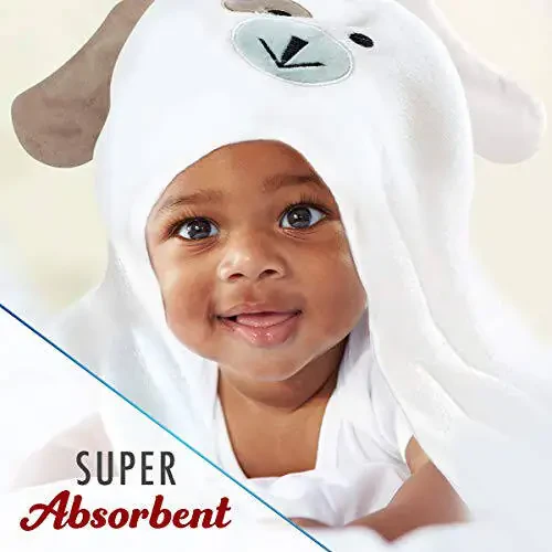 FOREVERPURE Premium Baby Hooded Towel Viscose Made of Bamboo, Super Absorbent, Design Girl and Boy. Ultra Soft, White, X-Large, 35 x 35 inches. - 5