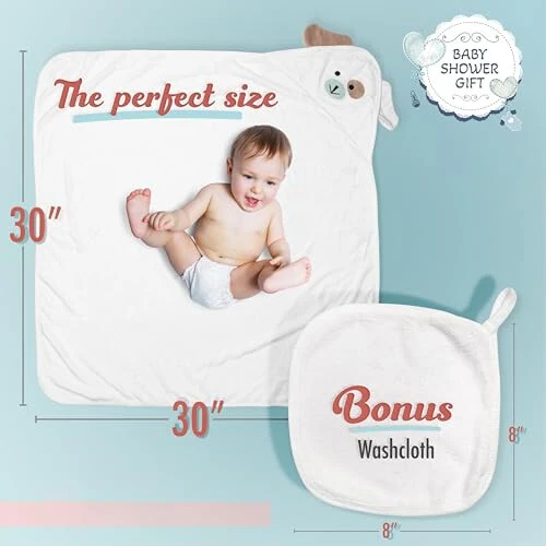 FOREVERPURE Premium chaqaloq kaputli sochiq Viskoz Bambukdan tayyorlangan, juda yaxshi so'ruvchi, qiz va o'g'il bolalar uchun dizayn. Juda yumshoq, oq, juda katta, 35 x 35 dyuym. - FOREVERPURE (1)