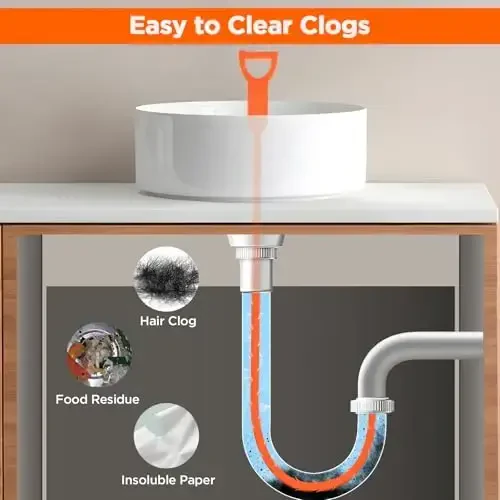 Forlivese 6 Pack 25 Inch Drain Snake,Drain Clog Remover,Hair Catcher Tool,Flexible Auger Cleaner for Shower, Kitchen Sink, Bathroom - 6