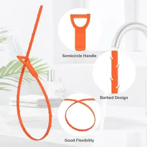 Forlivese 8 Pack 25 Inch Drain Snake,Drain Clog Remover,Hair Catcher Tool,Flexible Auger Cleaner for Shower,Kitchen Sink,Bathroom - 4
