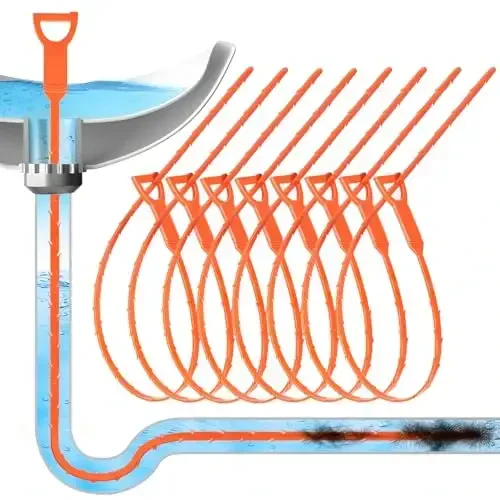 Forlivese 8 Pack 25 Inch Drain Snake,Drain Clog Remover,Hair Catcher Tool,Flexible Auger Cleaner for Shower,Kitchen Sink,Bathroom 