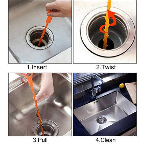 Forlivese Drain Snake, Drain Clog Remover, Hair snake Tool Drain Opener, sink snake for Sewer Kitchen Sink Bathroom Tub Toilet Clogged Drains Relief Cleaning Tool, 3 Pack 25 Inch - 4