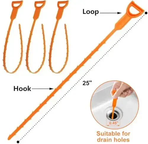 Forlivese 3 Pack 25 Inch Drain Snake,Drain Clog Remover,Sink Snake for Sewer Kitchen Sink Bathroom Tub Toilet Clogged Drains Relief Cleaning Tool - Forlivese (1)