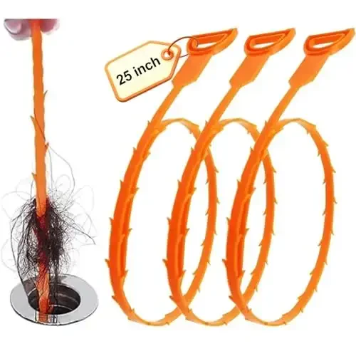 Forlivese 3 Pack 25 Inch Drain Snake,Drain Clog Remover,Sink Snake for Sewer Kitchen Sink Bathroom Tub Toilet Clogged Drains Relief Cleaning Tool - 1