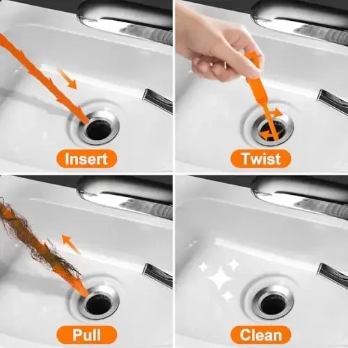 Forlivese 3 Pack 25 Inch Drain Snake,Drain Clog Remover,Sink Snake for Sewer Kitchen Sink Bathroom Tub Toilet Clogged Drains Relief Cleaning Tool - 3