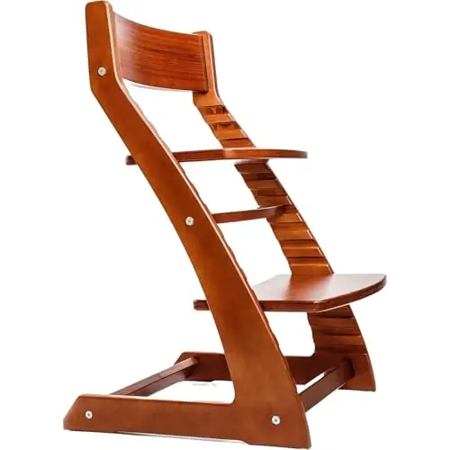 FORNEL Adjustable Wooden High Chair for Babies, Toddlers & Kids | The Grow-with-Me Chair from 6 Months to 200 lbs | Modern, Easy to Clean Dining Chair (Walnut) - MODAZONE