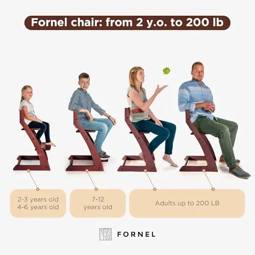 FORNEL Adjustable High Chair in Dark Walnut Finish | The Forever Chair That Grows from Toddler to Adult | Premium Solid Wood Construction - 4