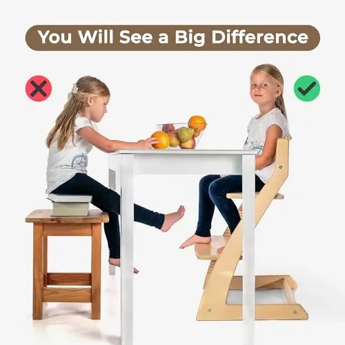 FORNEL Scandinavian Wooden High Chair | The Adjustable Grow-with-Me Chair, A Smart & Affordable Alternative to Stokke Tripp Trapp | Natural Wood Finish - 5