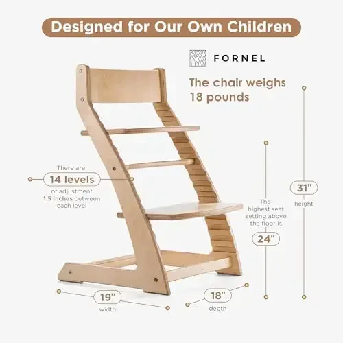 FORNEL Scandinavian Wooden High Chair | The Adjustable Grow-with-Me Chair, A Smart & Affordable Alternative to Stokke Tripp Trapp | Natural Wood Finish - MODAZONE (1)
