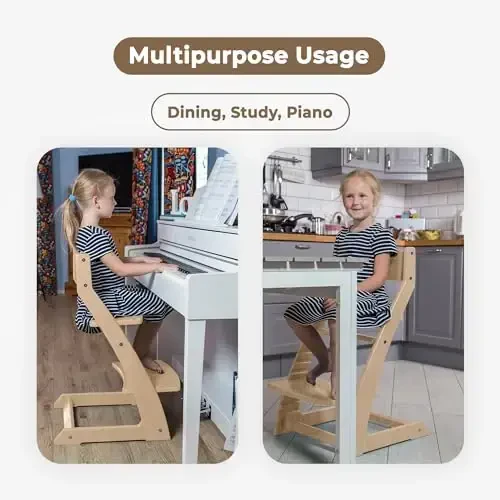 FORNEL Modern Black Wooden High Chair | The Adjustable Grow-with-Me Chair, A Sleek Alternative to Stokke | Perfect for Minimalist & Industrial Kitchens - 5