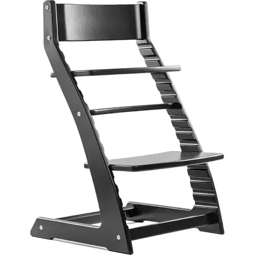 FORNEL Modern Black Wooden High Chair | The Adjustable Grow-with-Me Chair, A Sleek Alternative to Stokke | Perfect for Minimalist & Industrial Kitchens - 1