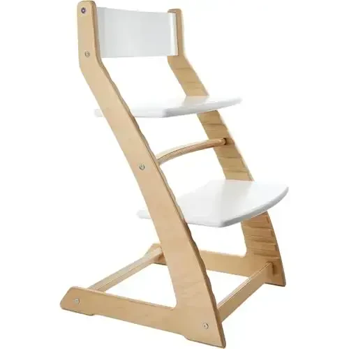 FORNEL Scandinavian Wooden High Chair | The Adjustable Grow-with-Me Chair, A Smart Alternative to Stokke | Perfect for Modern, Minimalist Kitchens (Natural & White) - 1