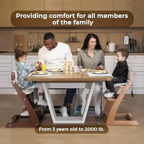 FORNEL Scandinavian Wooden High Chair | The Adjustable Grow-with-Me Chair, A Smart Alternative to Stokke | Perfect for Modern, Minimalist Kitchens (Natural & White) - 4