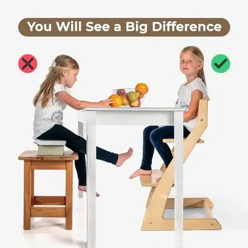 FORNEL Scandinavian Wooden High Chair | The Adjustable Grow-with-Me Chair, A Smart Alternative to Stokke | Perfect for Modern, Minimalist Kitchens (Natural & White) - 6