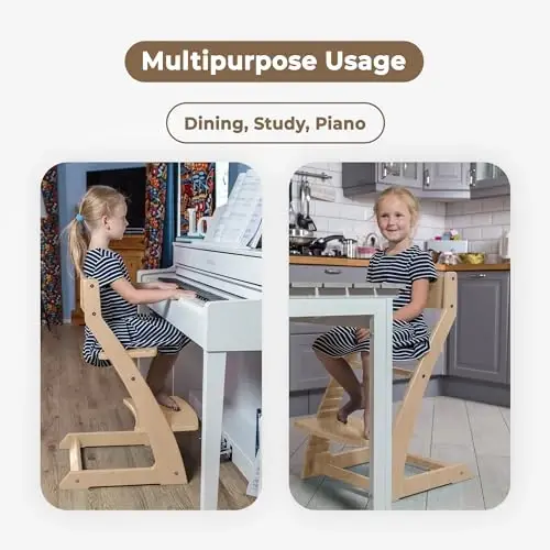 FORNEL Modern Black Wooden High Chair | The Adjustable Grow-with-Me Chair, A Sleek Alternative to Stokke | Perfect for Minimalist & Industrial Kitchens - 5