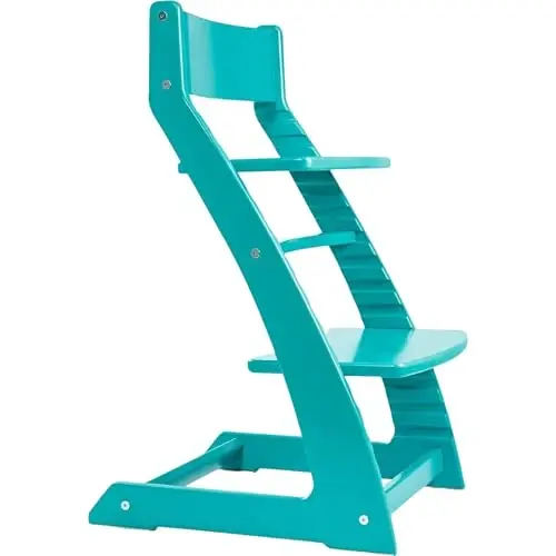 FORNEL Modern Wooden High Chair in Turquoise | The Adjustable Grow-with-Me Chair with a Stylish Pop of Color for Your Kitchen & Dining Room - Fornel