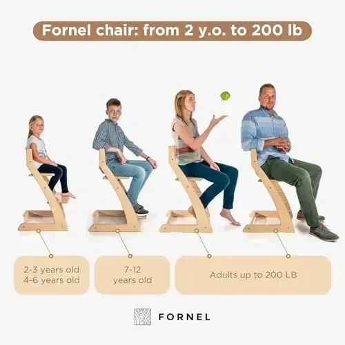 FORNEL Scandinavian Wooden High Chair | The Adjustable Grow-with-Me Chair, A Smart & Affordable Alternative to Stokke Tripp Trapp | Natural Wood Finish - 4