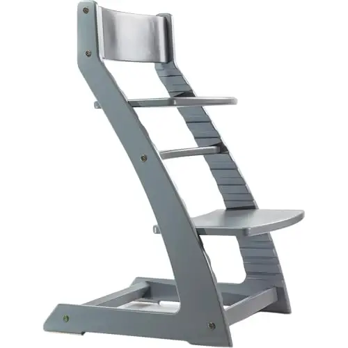 Fornel Wooden High Chair for Babies and Toddlers - Adjustable Height Easy to Clean Toddler Highchair - Kids Dining Chair from 3 Years to 200 Lb, Grow with Child (Grey) - 6