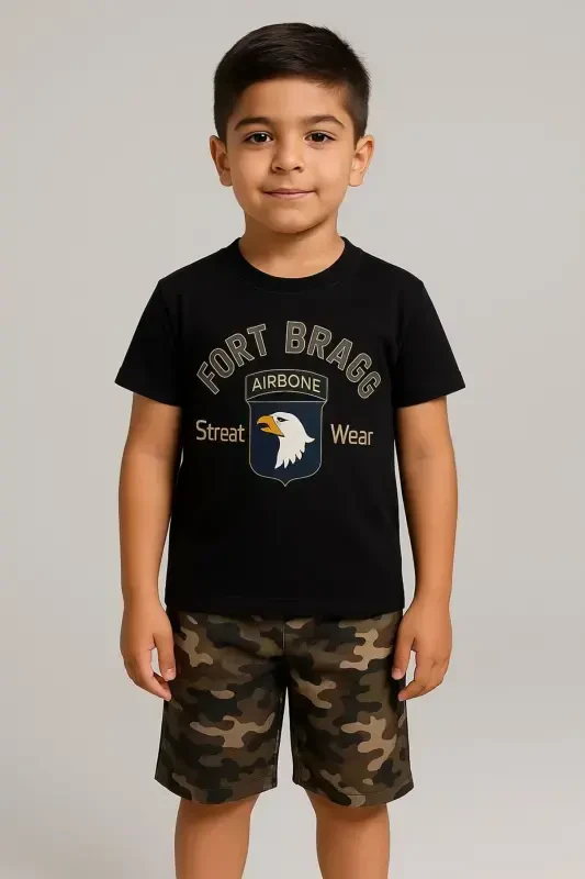 Fort Bragg Printed Black Top and Bottom Set - 1