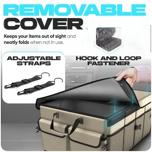 FORTEM Trunk Organizer For SUV Car Trunk Organizer, Foldable Storage, Car Accessories for Women Men, Collapsible Bag, 600D Oxford, Non Slip Bottom, Straps, Soft Cover (50L) - 4