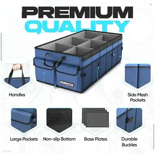 FORTEM Trunk Organizer For SUV Car Trunk Organizer, Foldable Storage, Car Accessories for Women Men, Collapsible Multi Compartment, 600D Oxford, Non Slip Bottom, Securing Straps, Soft Cover (85L) - 2