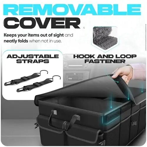 FORTEM Araba Bagaj Organizeri, Katlanabilir Çok Bölmeli SUV Organizer, Kadın Erkek için Araba Aksesuarları için Katlanabilir Saklama, 600D Oxford, Kaymaz Taban, Sabitleme Kayışları, Yumuşak Kapak (65L) - 11