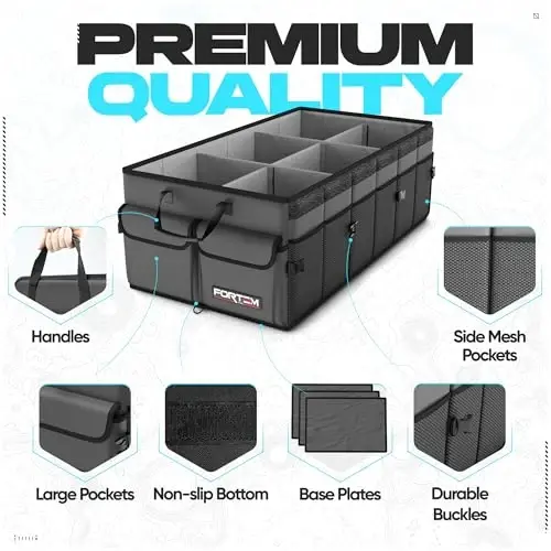 FORTEM Trunk Organizer For SUV Car Trunk Organizer, Foldable Storage, Car Accessories for Women Men, Collapsible Bag, 600D Oxford, Non Slip Bottom, Straps, Soft Cover (85L) - FORTEM (1)