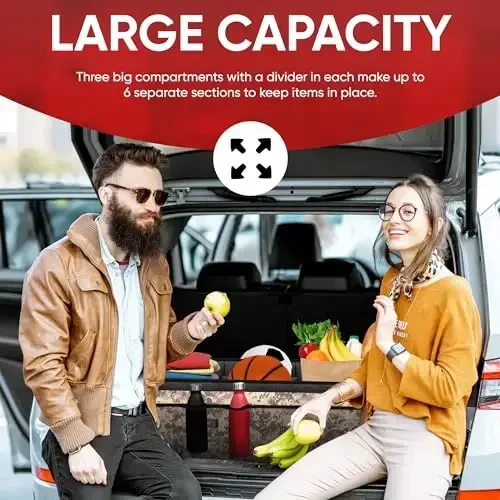 FORTEM Car Trunk Organizer with Cooler, Car Storage Organizer, Collapsible Multi Compartment Car Organizer, SUV Trunk Organizer, Non Slip Bottom, Adjustable Straps Soft Cover (Desert, XXL) - 5
