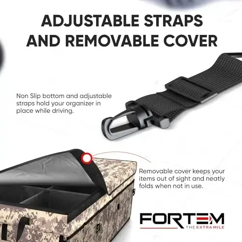 FORTEM Car Trunk Organizer with Cooler, Car Storage Organizer, Collapsible Multi Compartment Car Organizer, SUV Trunk Organizer, Non Slip Bottom, Adjustable Straps Soft Cover (Desert, XXL) - 6