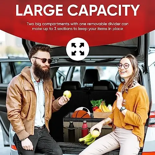 FORTEM Trunk Organizer For SUV Car Trunk Organizer, Foldable Storage, Car Accessories for Women Men, Collapsible Bag, 600D Oxford, Non Slip Bottom, Straps, Soft Cover (65L) - 4