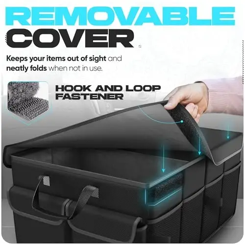FORTEM Trunk Organizer For SUV Car Trunk Organizer, Foldable Storage, Car Accessories for Women Men, Collapsible Multi Compartment, 600D Oxford, Non Slip Bottom, Securing Straps, Soft Cover (45L) - 5