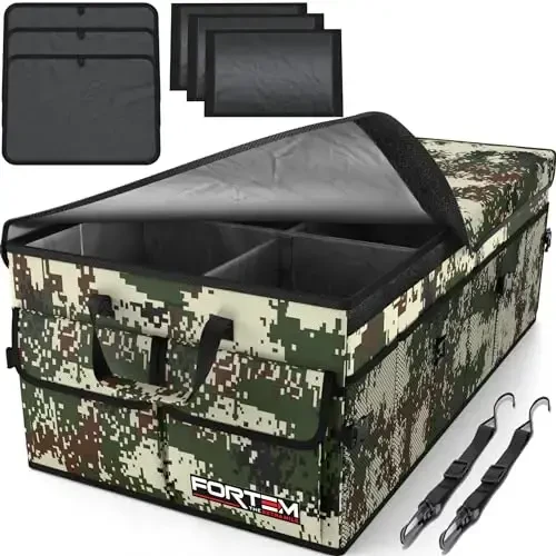 FORTEM Trunk Organizer For SUV Car Trunk Organizer, Foldable Storage, Car Accessories for Women Men, Collapsible Multi Compartment, 600D Oxford, Non Slip Bottom, Securing Straps, Soft Cover (85L) - 1