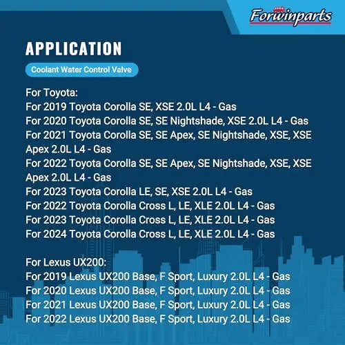Forwinparts 16671-F2010 Клапан управления охлаждающей жидкостью для Toyota Corolla 2019-2023 Toyota Corolla Cross 2022-2024 Lexus UX200 2019-2022 16671-24010 16671F2010 1667124010 - 4