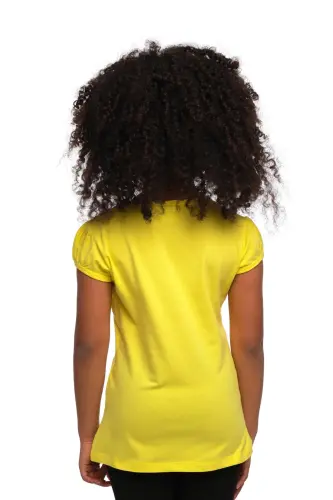 Fosforlu Sarı Basic Kız Çocuk Sıfır Yaka Karpuz Kol Tişört - PHORPHORUS YELLOW - 7